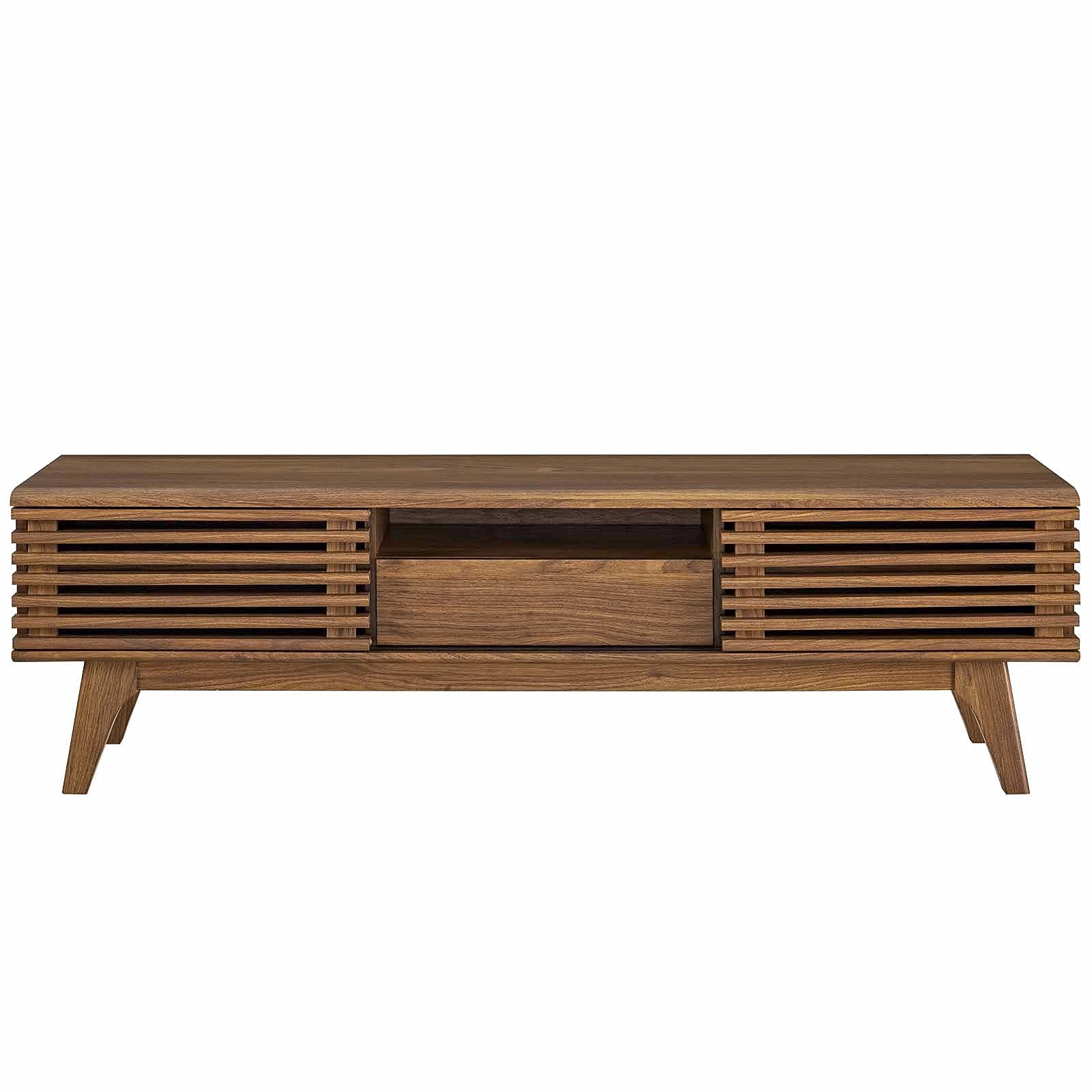 Mid-Century TV Stand with Sliding Doors