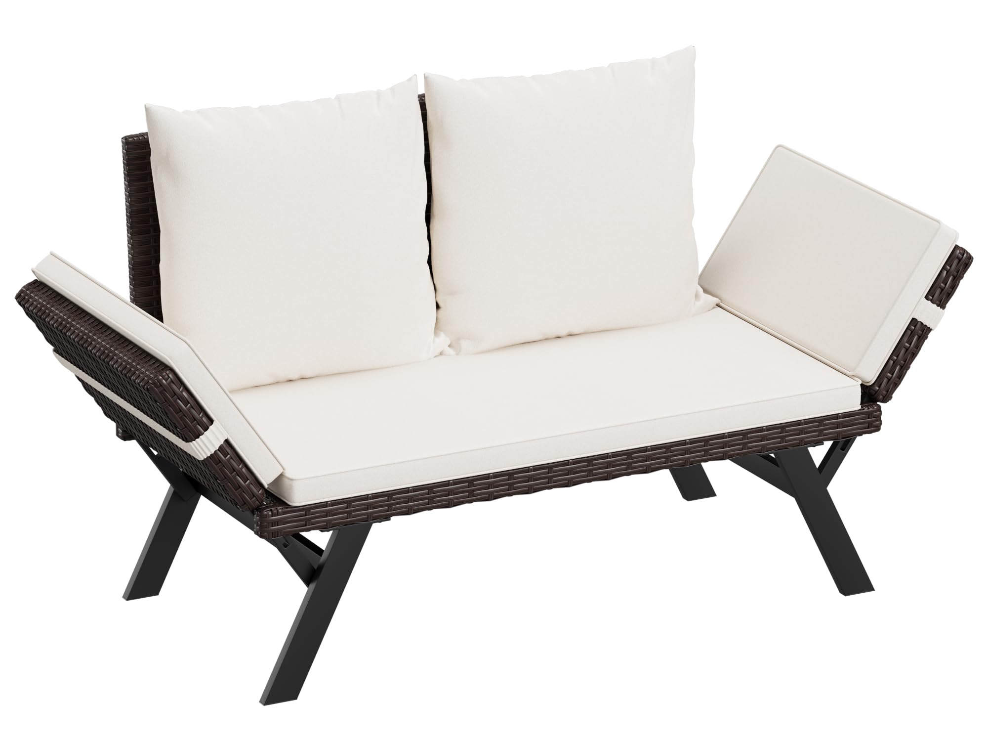 Outdoor Convertible Rattan Sofa Daybed