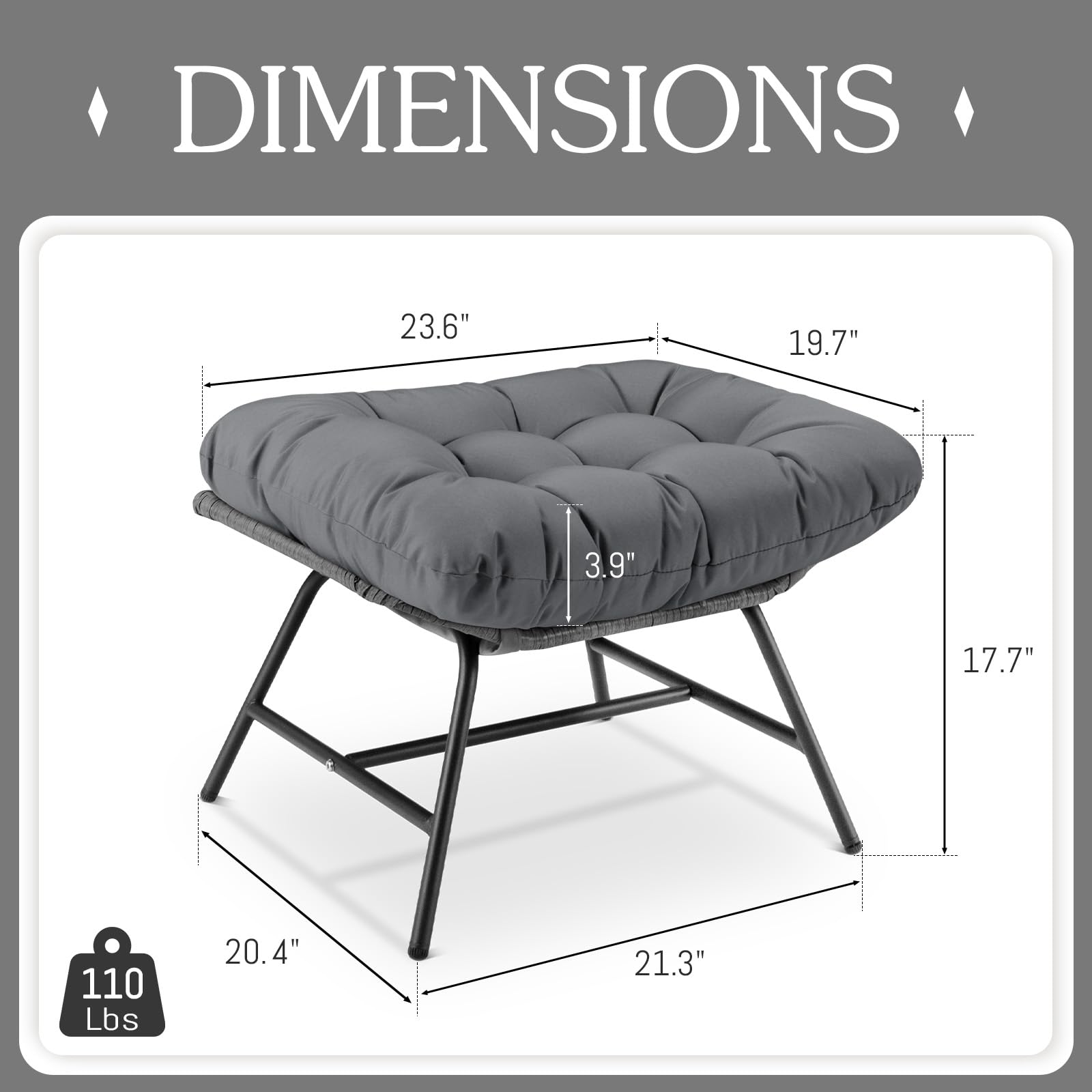 Outdoor Patio Ottomans Set with Cushions