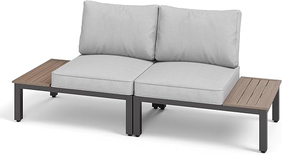 7 Piece Outdoor Patio Furniture Set Metal Sectional Sofa with Cushions