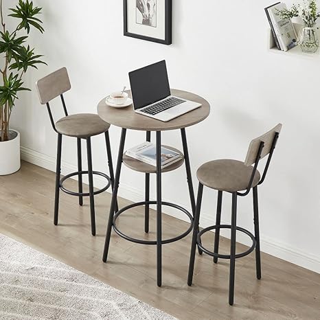 5-Piece Bar Table Set with Upholstered Stools