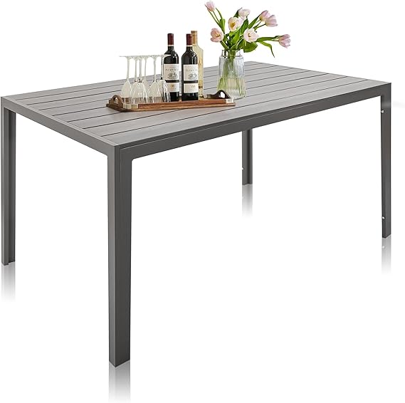 Outdoor Aluminum Dining Table for 6-8 People