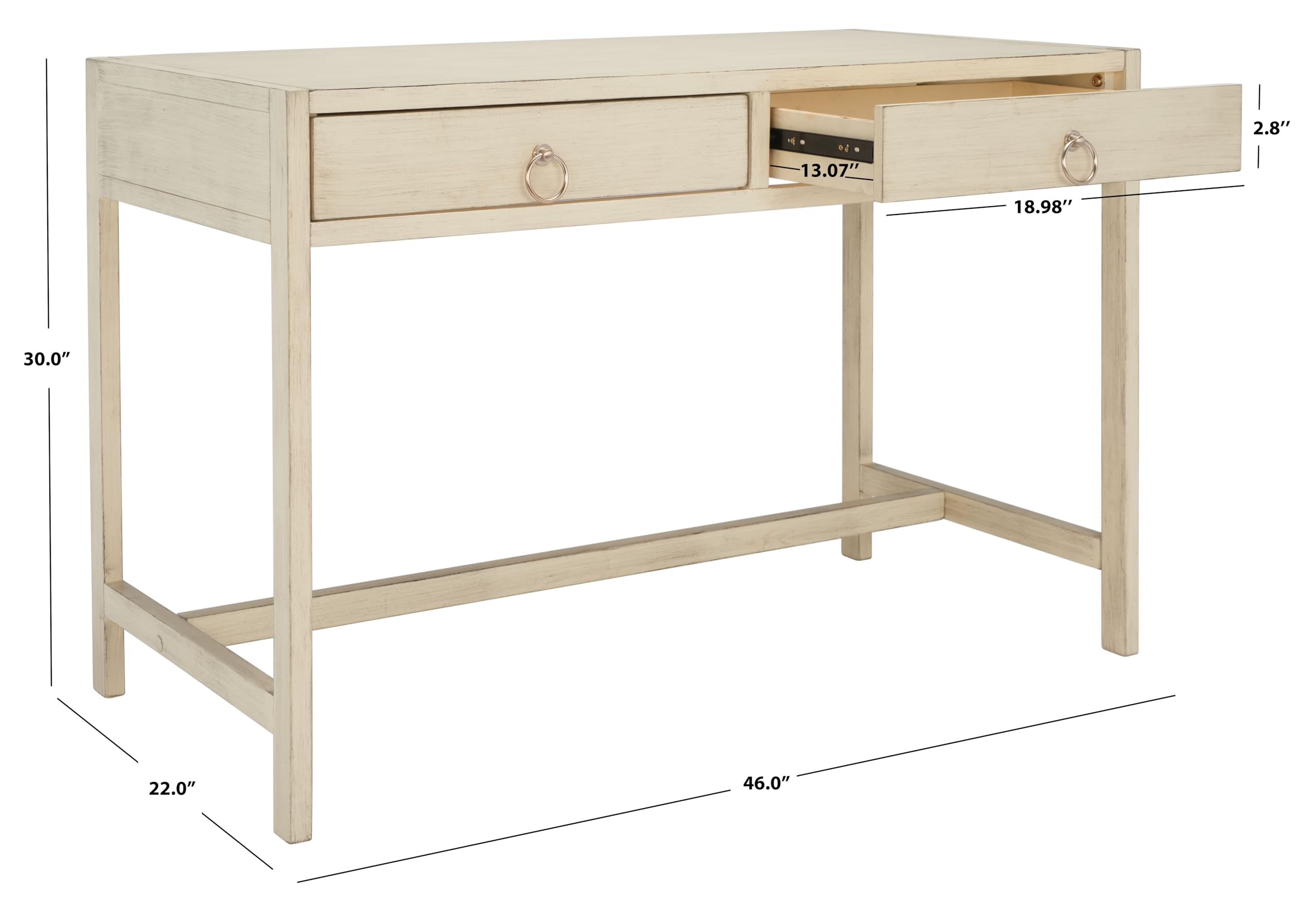 Antique White 2-Drawer Writing Desk