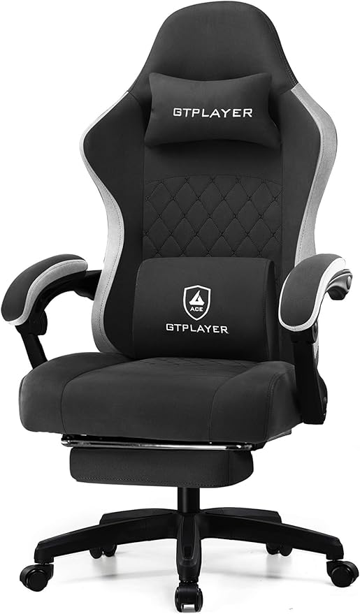 Gaming Chair with Pocket Spring Cushion and Footrest