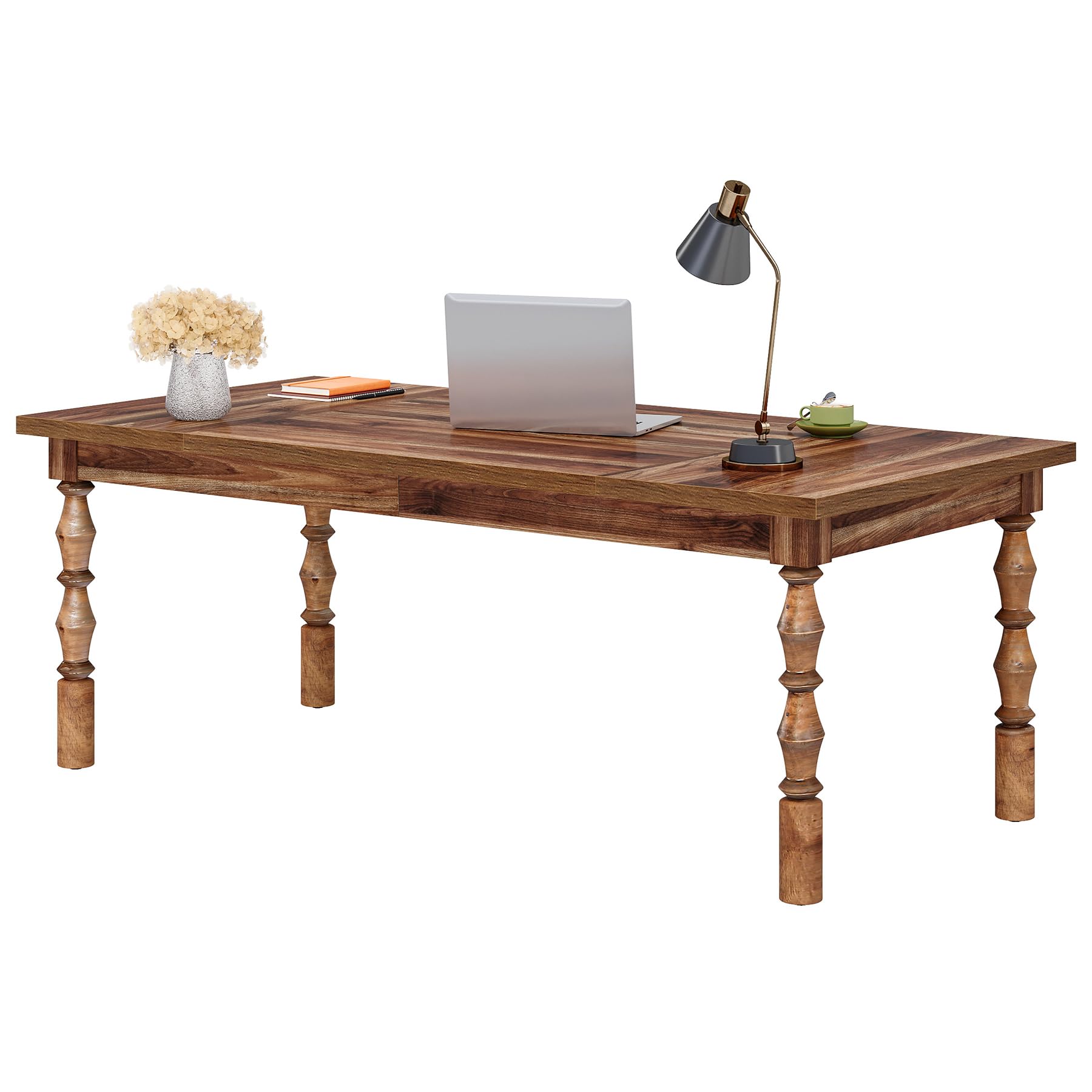 62.2-Inch Executive Office Desk with Turned Legs
