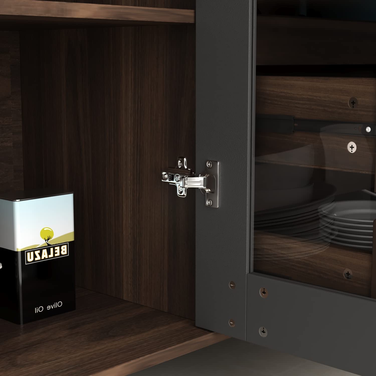 Kitchen Pantry Storage Cabinet with Glass Doors