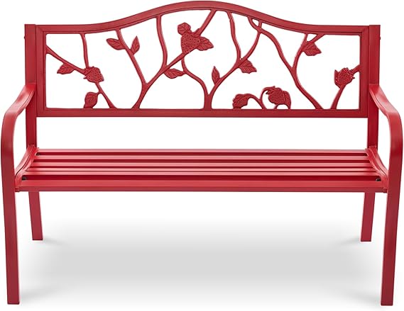 50" Outdoor Garden Bench with Americana Style Backrest