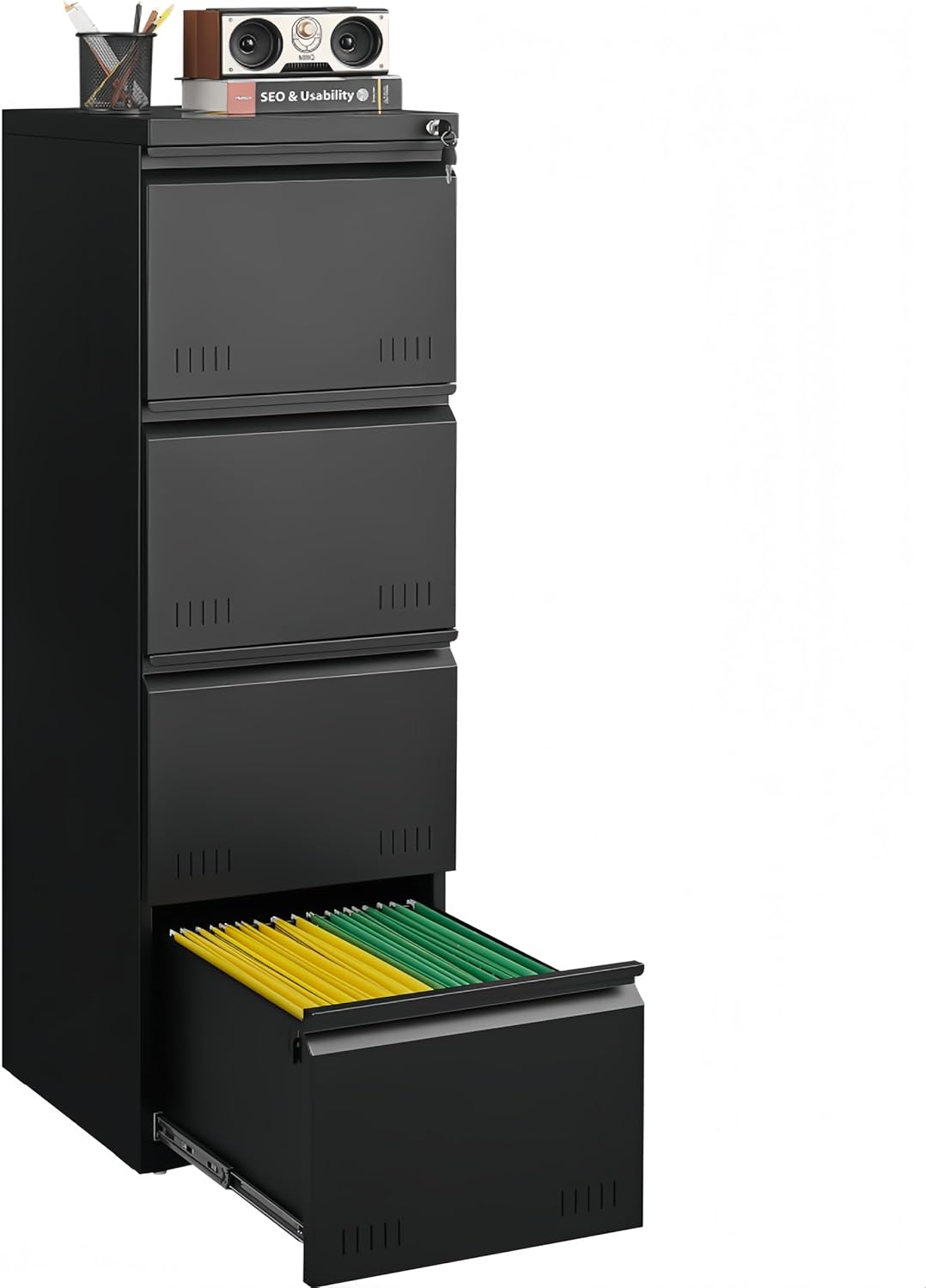 3-Drawer Mobile File Cabinet with Lock