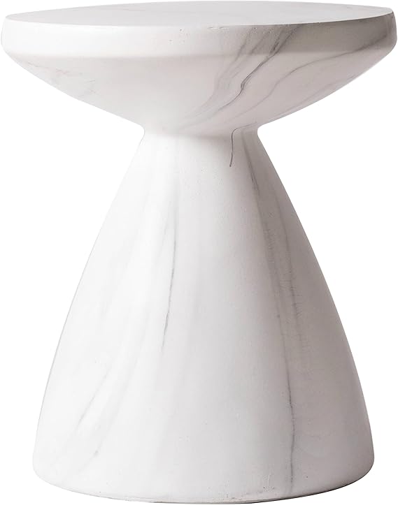 Modern Side Table with Fiberstone Top 20" Round Accent Table