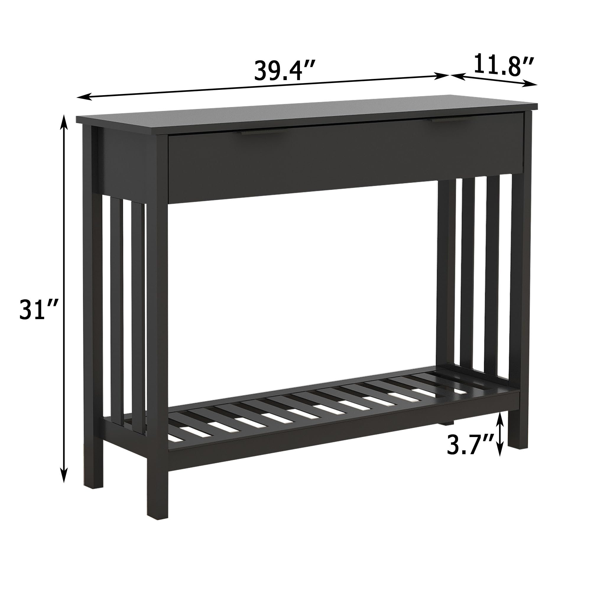 Black Entryway Console Table with Drawer and Storage