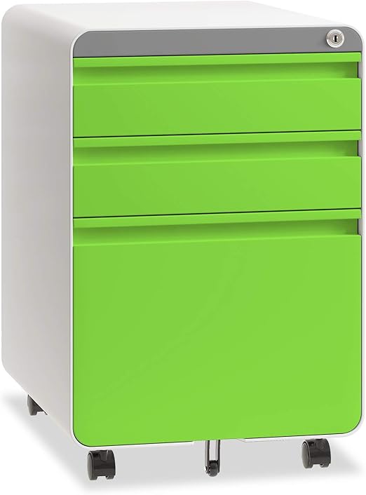 3 Drawer Mobile File Cabinet with Lock and Wheels