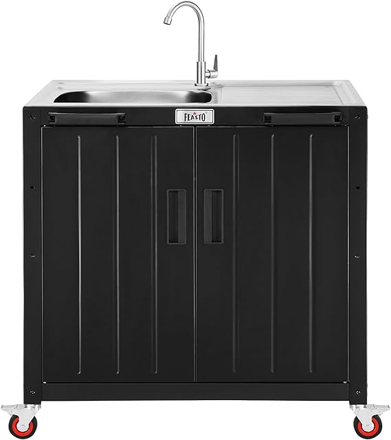 Outdoor Grill Cart with Storage Cabinet and Stainless Steel Top