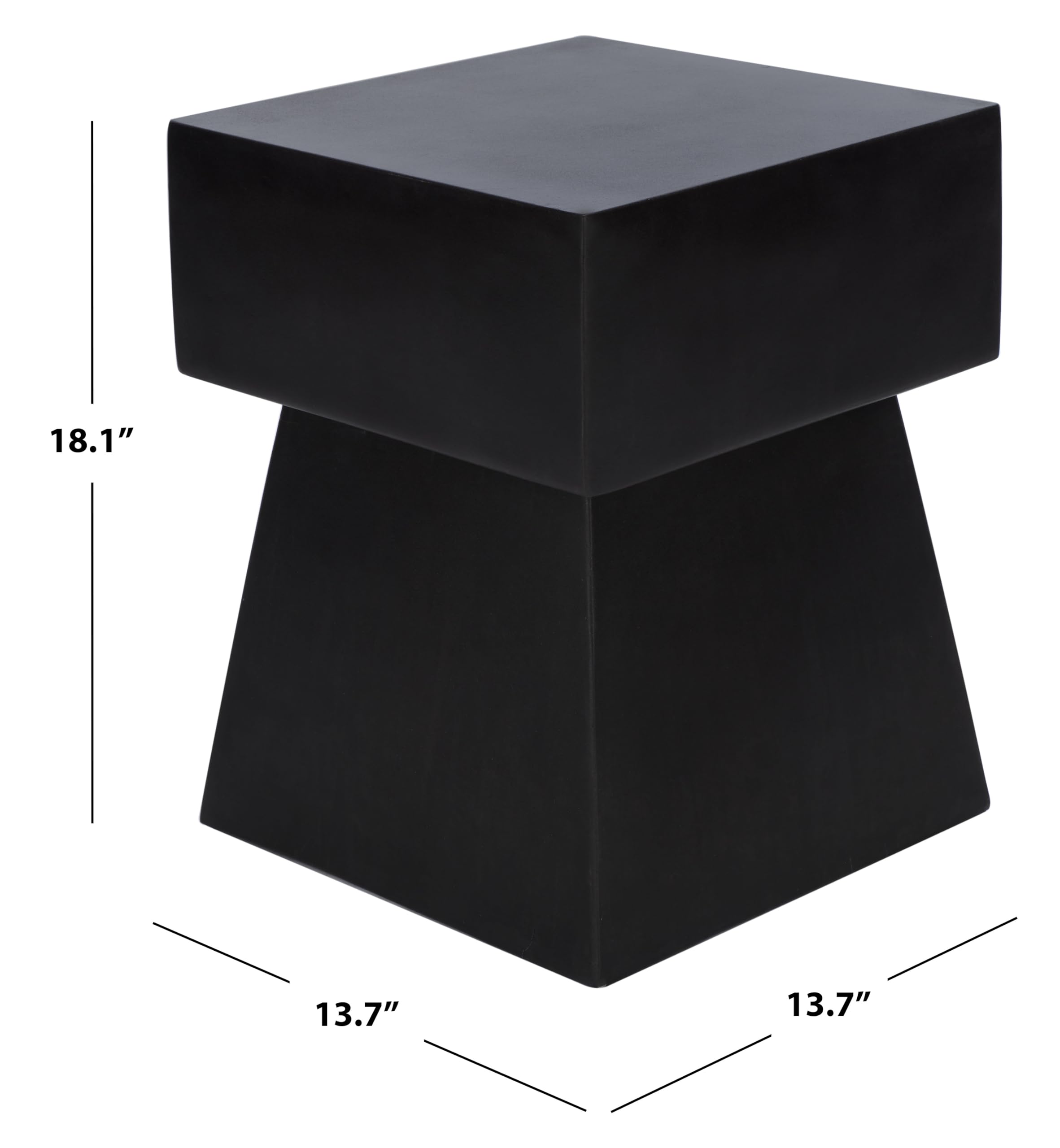 Modern Concrete Accent Table - Black Square End Table