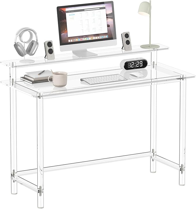Acrylic Desk with Monitor Stand