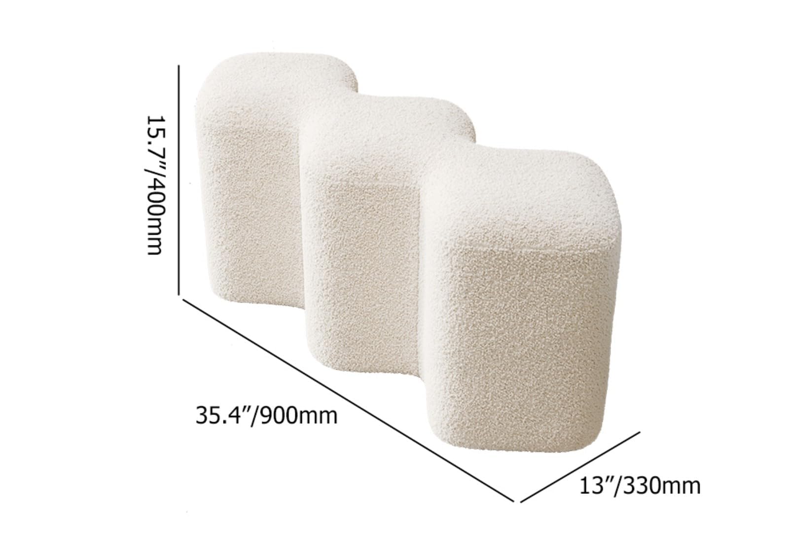 Modern Boucle Upholstered Entryway Bench with Wooden Frame