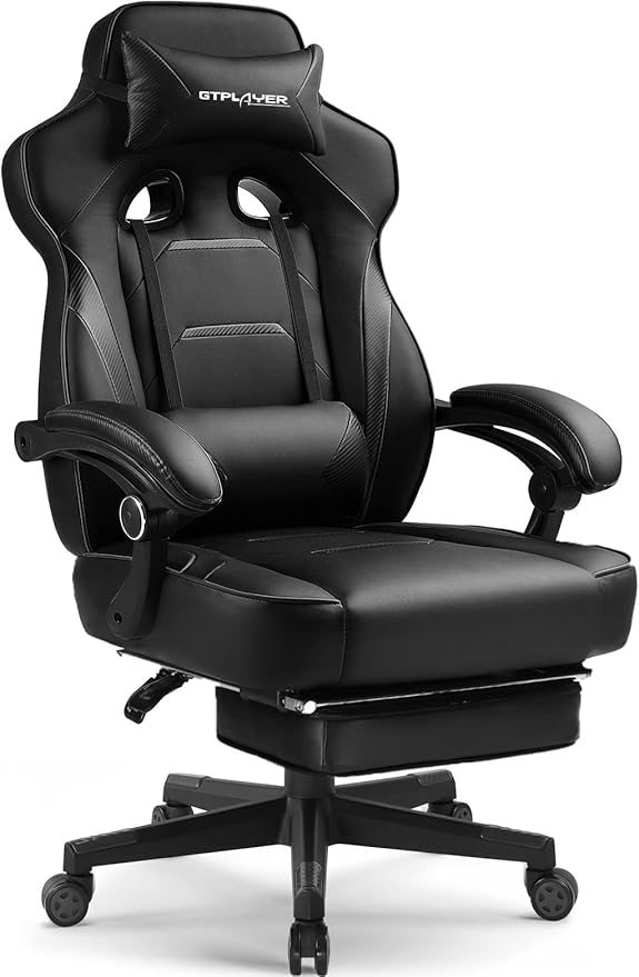 Gaming Chair with Footrest and Lumbar Support
