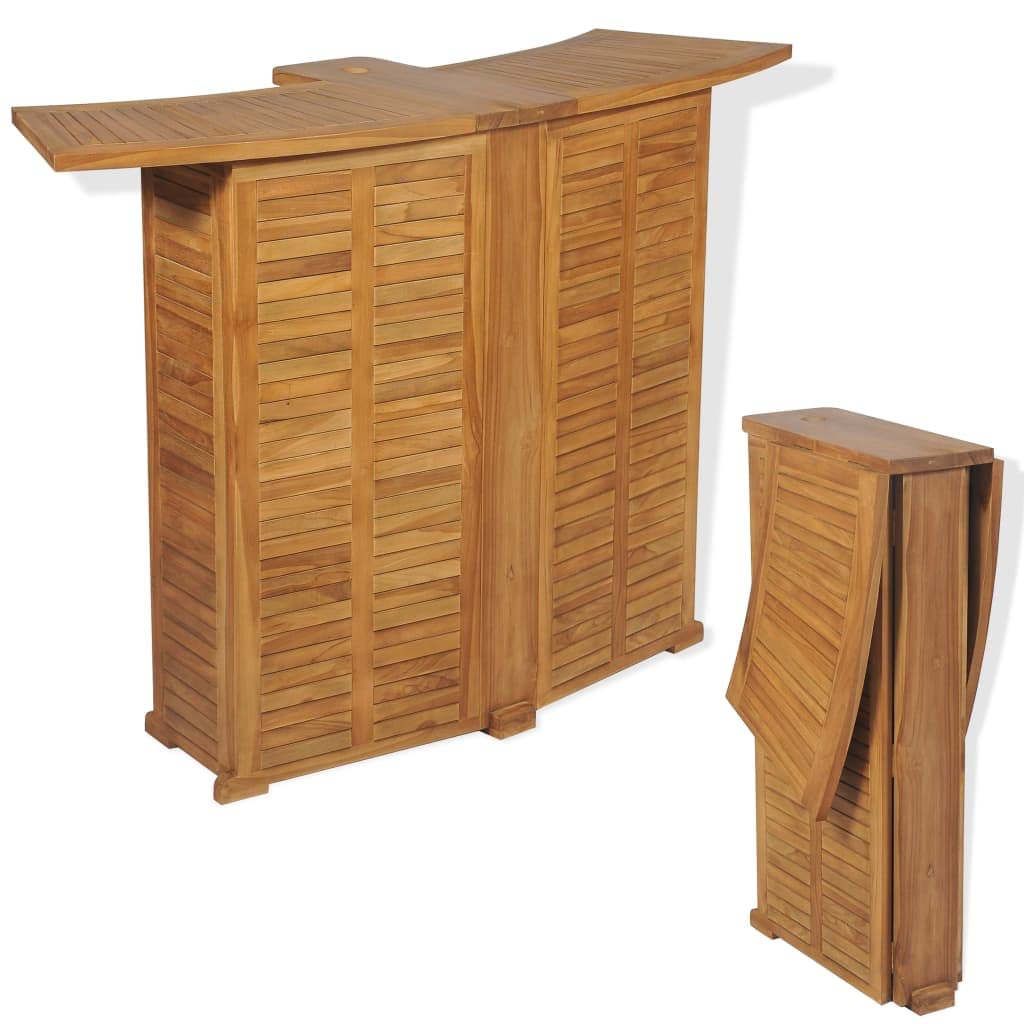 Folding Teak Wood Bar Table with Parasol Hole
