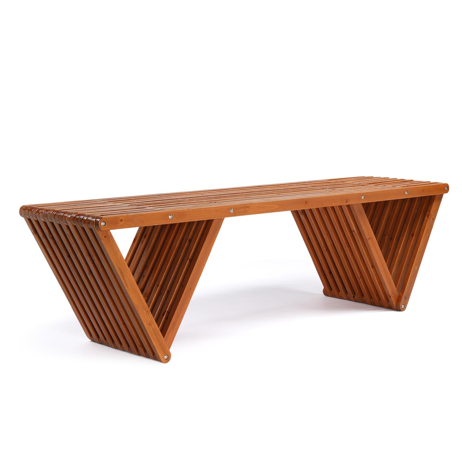 63" Outdoor Wooden Bench - 600lb Capacity Patio Porch Bench