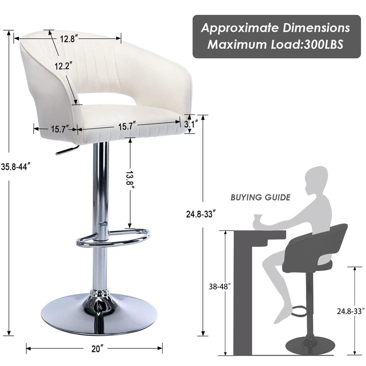Adjustable Swivel Bar Stools Set of 2