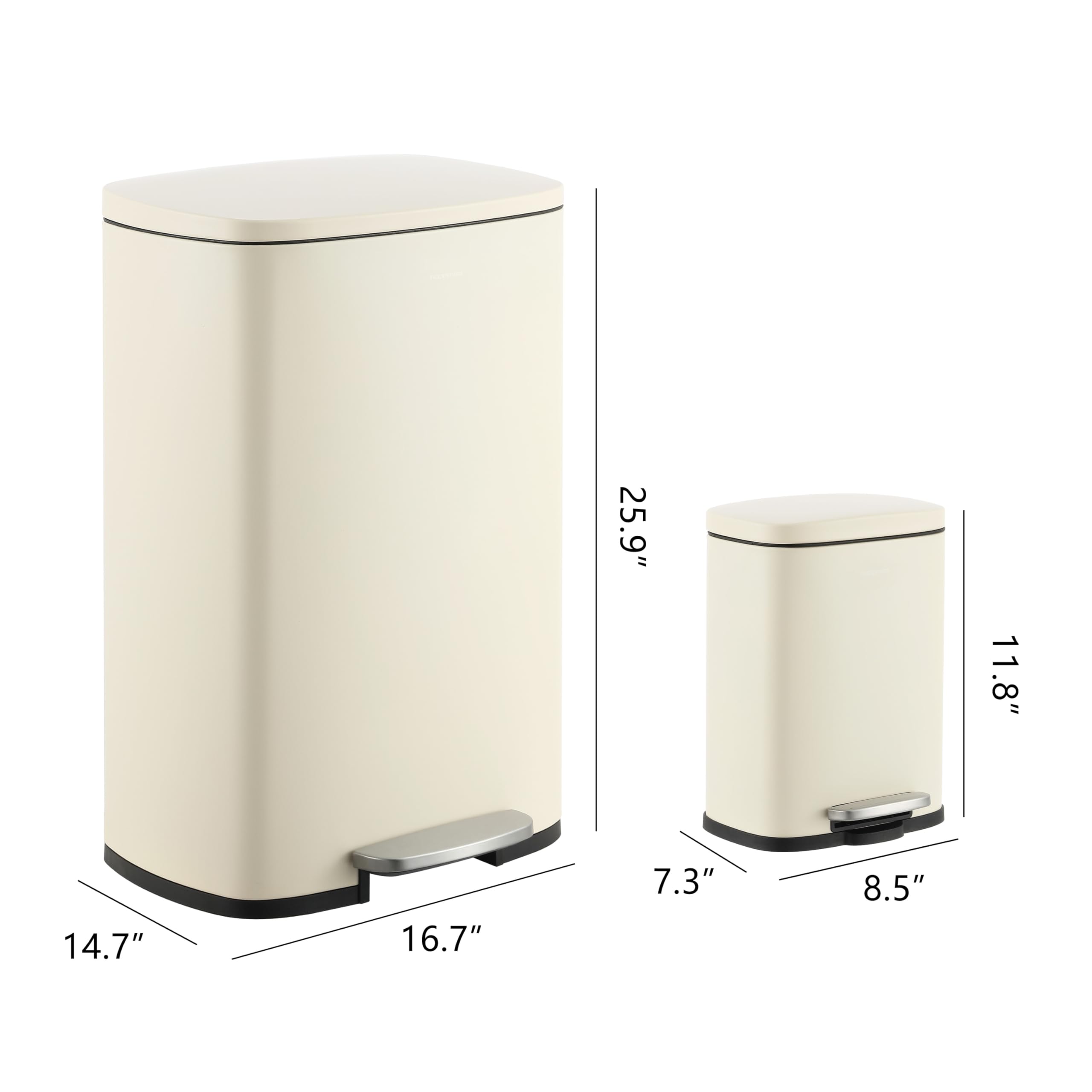 Rectangular Step Trash Can with Soft-Close Lid