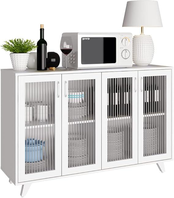 White Storage Sideboard Cabinet with Doors