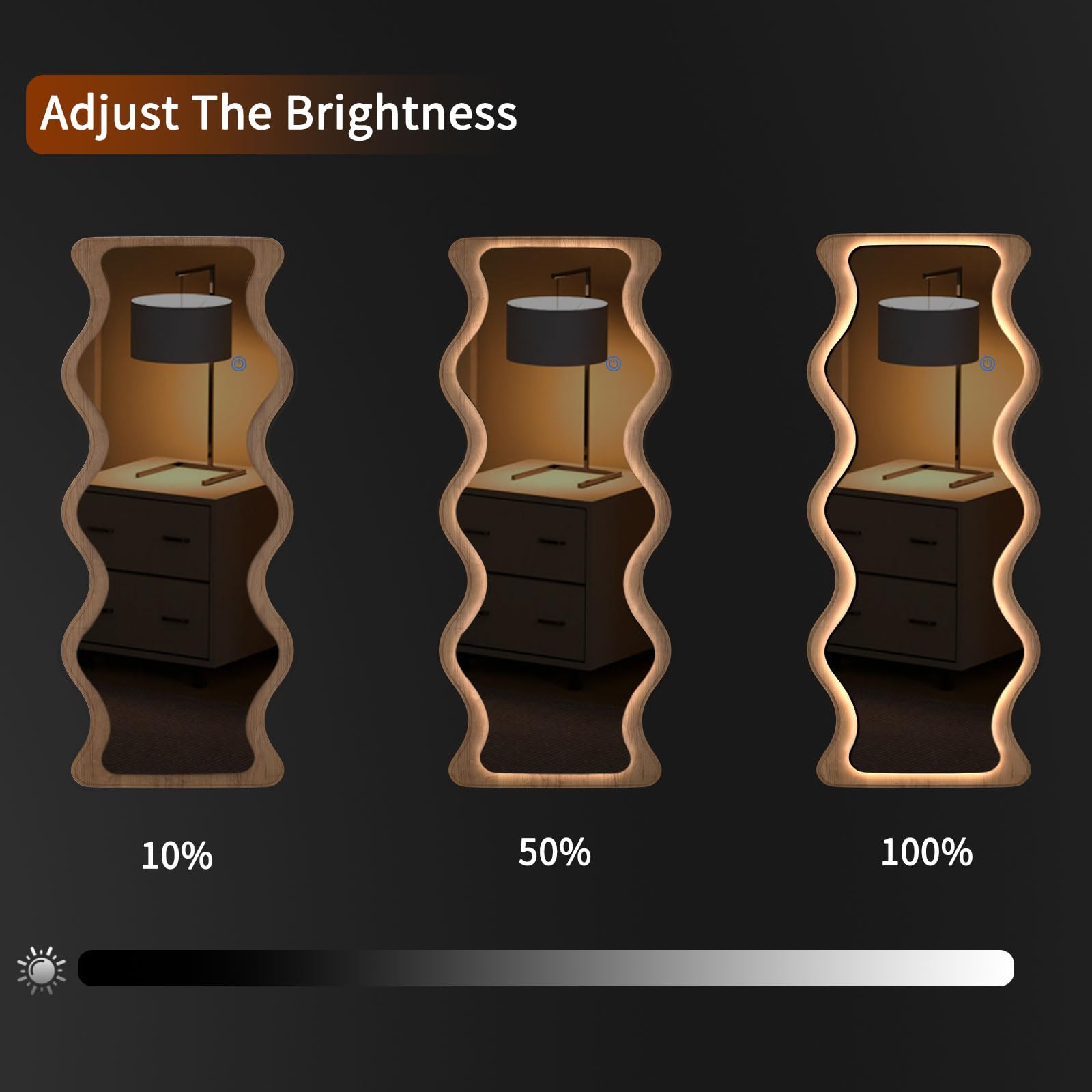 65" x 24" LED Wavy Full Length Mirror