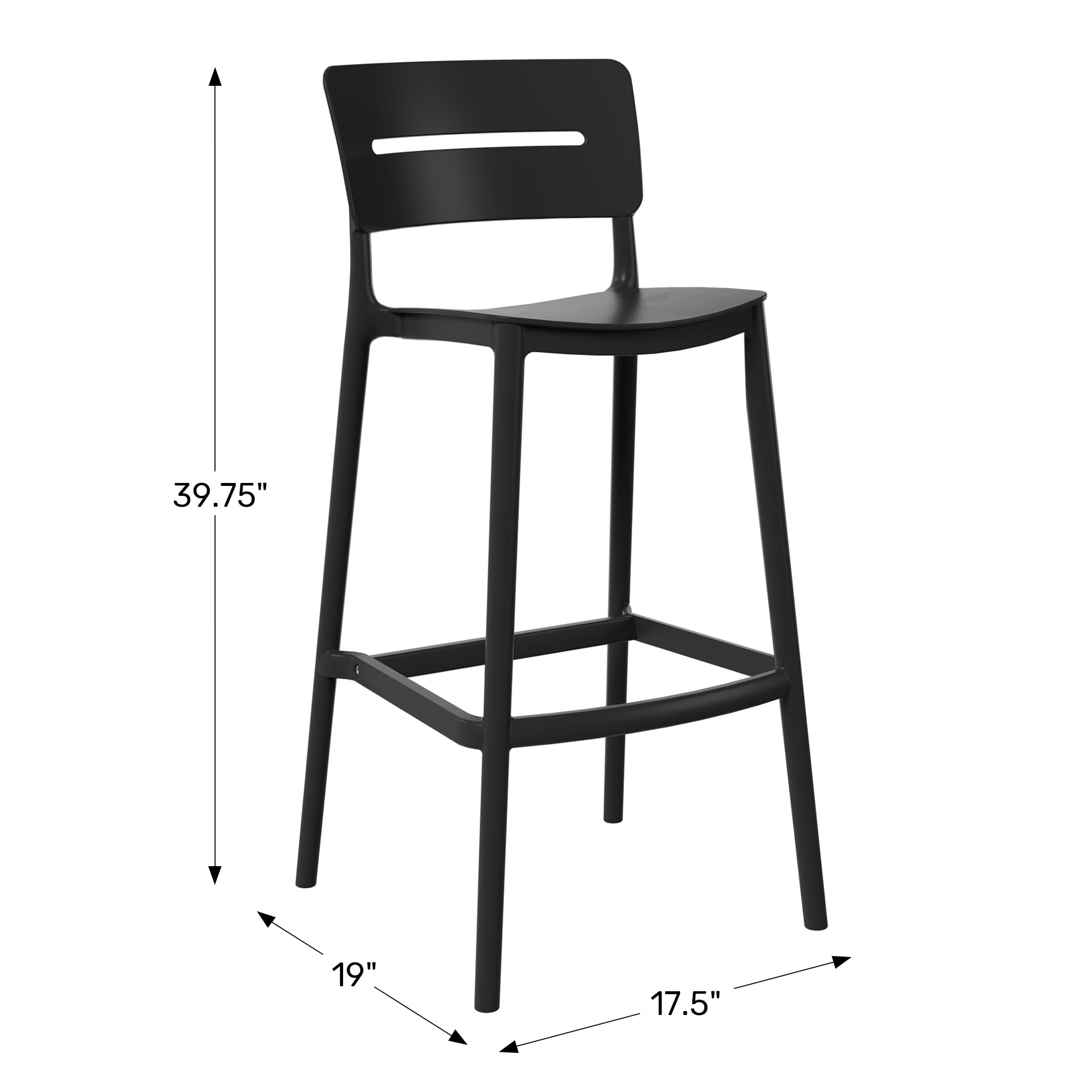 Stackable Polypropylene Outdoor Patio Bar Stools Set of 2