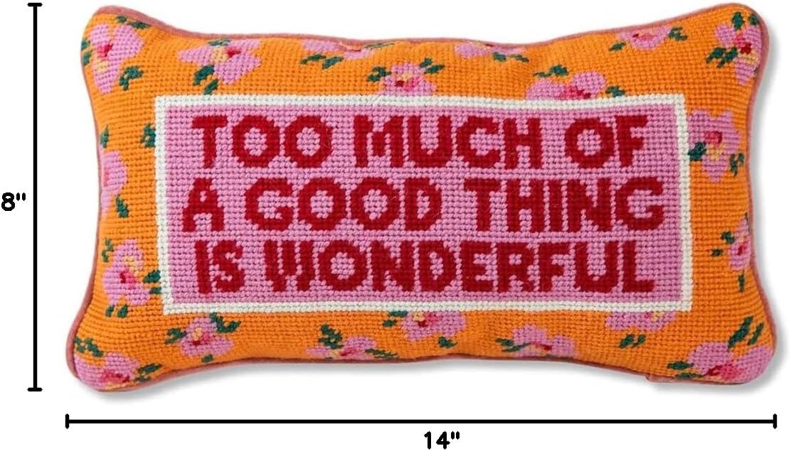 Needlepoint Decorative Throw Pillow - Coral - 8" x 14"