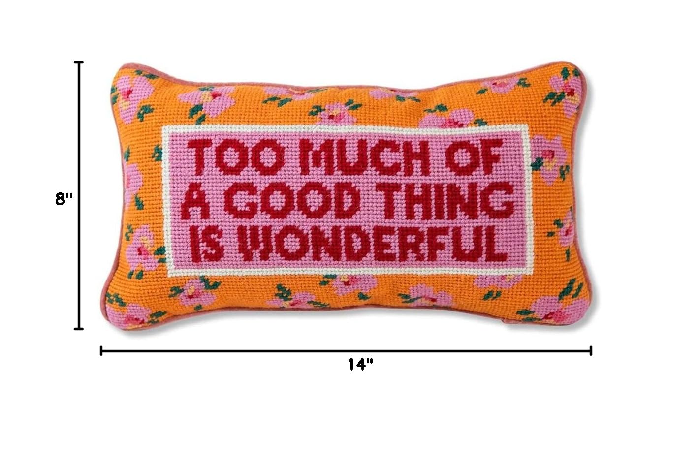 Needlepoint Decorative Throw Pillow - Coral - 8" x 14"