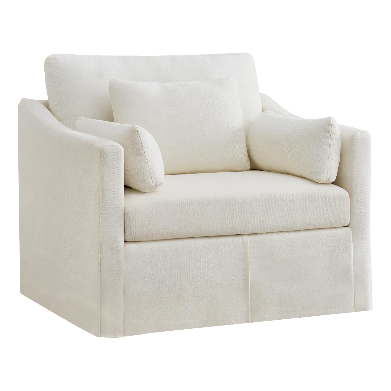 Oversized Slipcovered Armchair with Throw Pillows