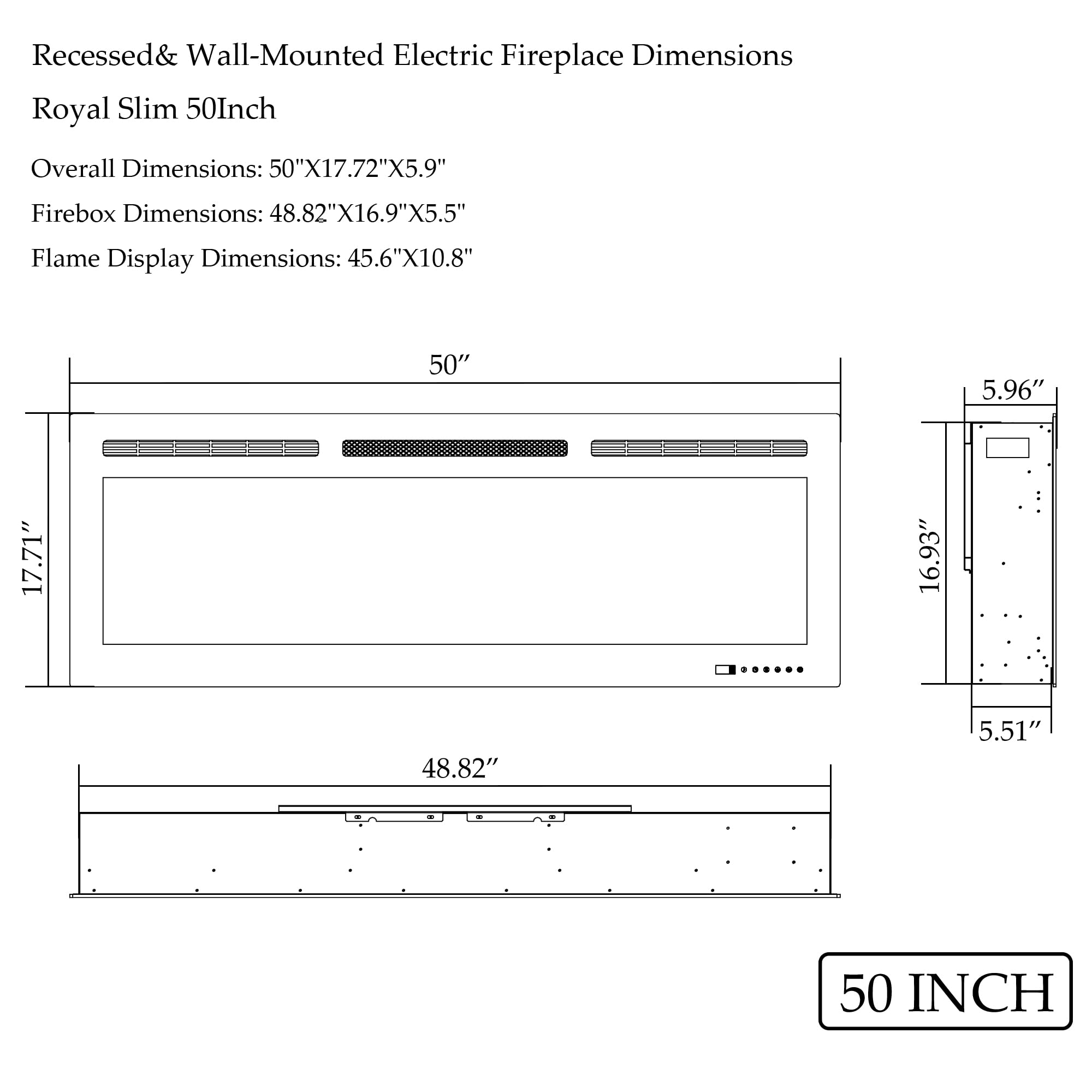50" Smart Electric Fireplace with WiFi Control