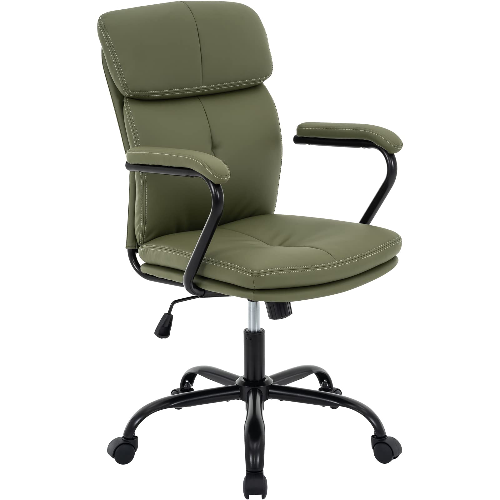 Modern Upholstered Mid-Back Office Chair with Arms