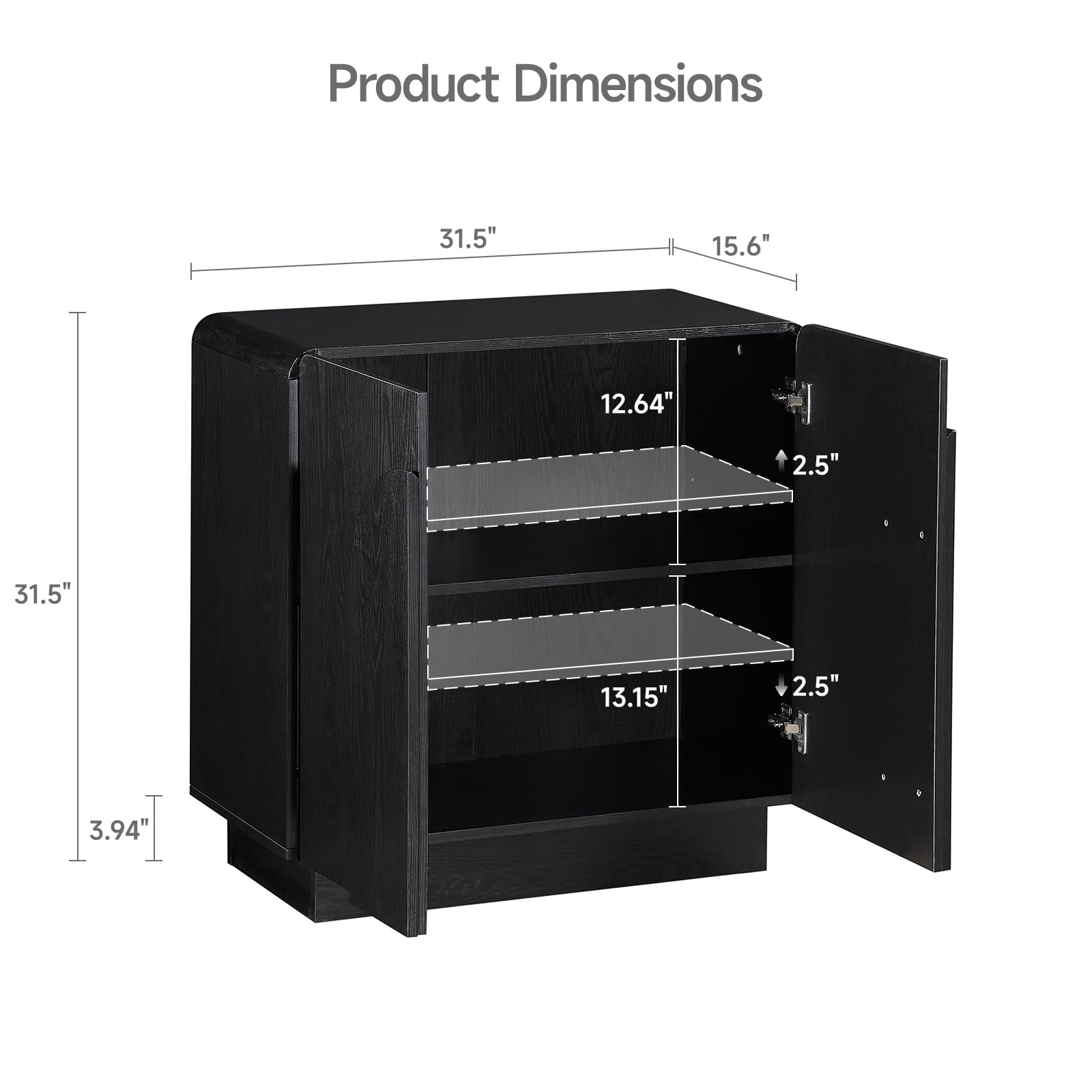 Curved Sideboard Buffet Cabinet with Adjustable Shelves