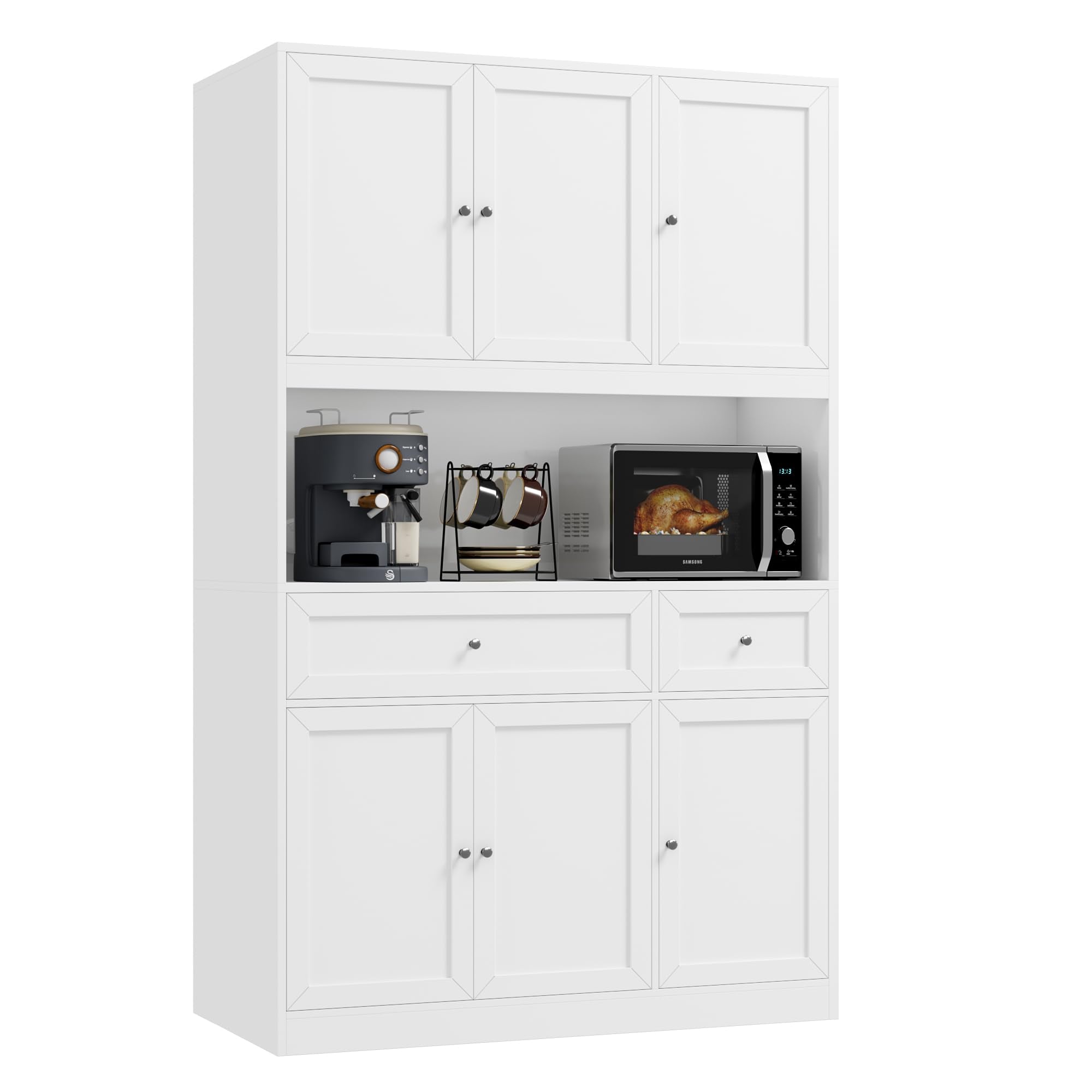 Kitchen Pantry Cabinet with Hutch