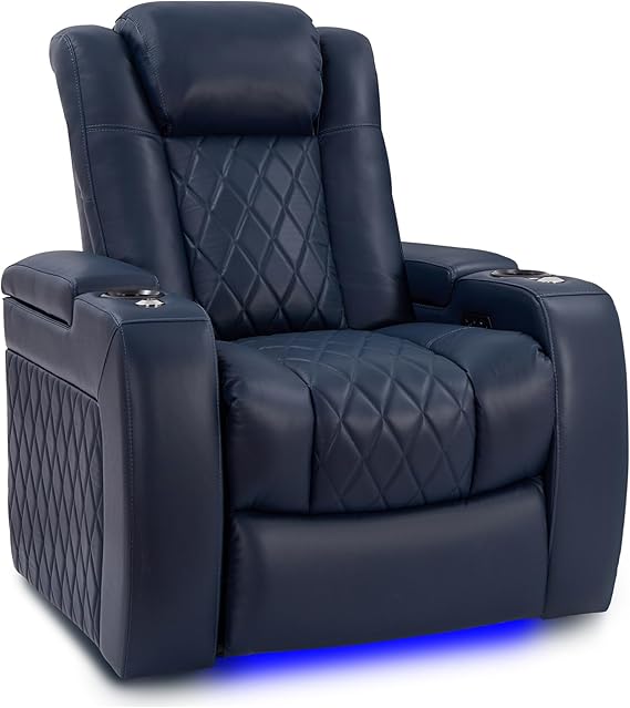 Nappa Leather Power Recliner with Cool Gel Memory Foam and RGB LED Lights
