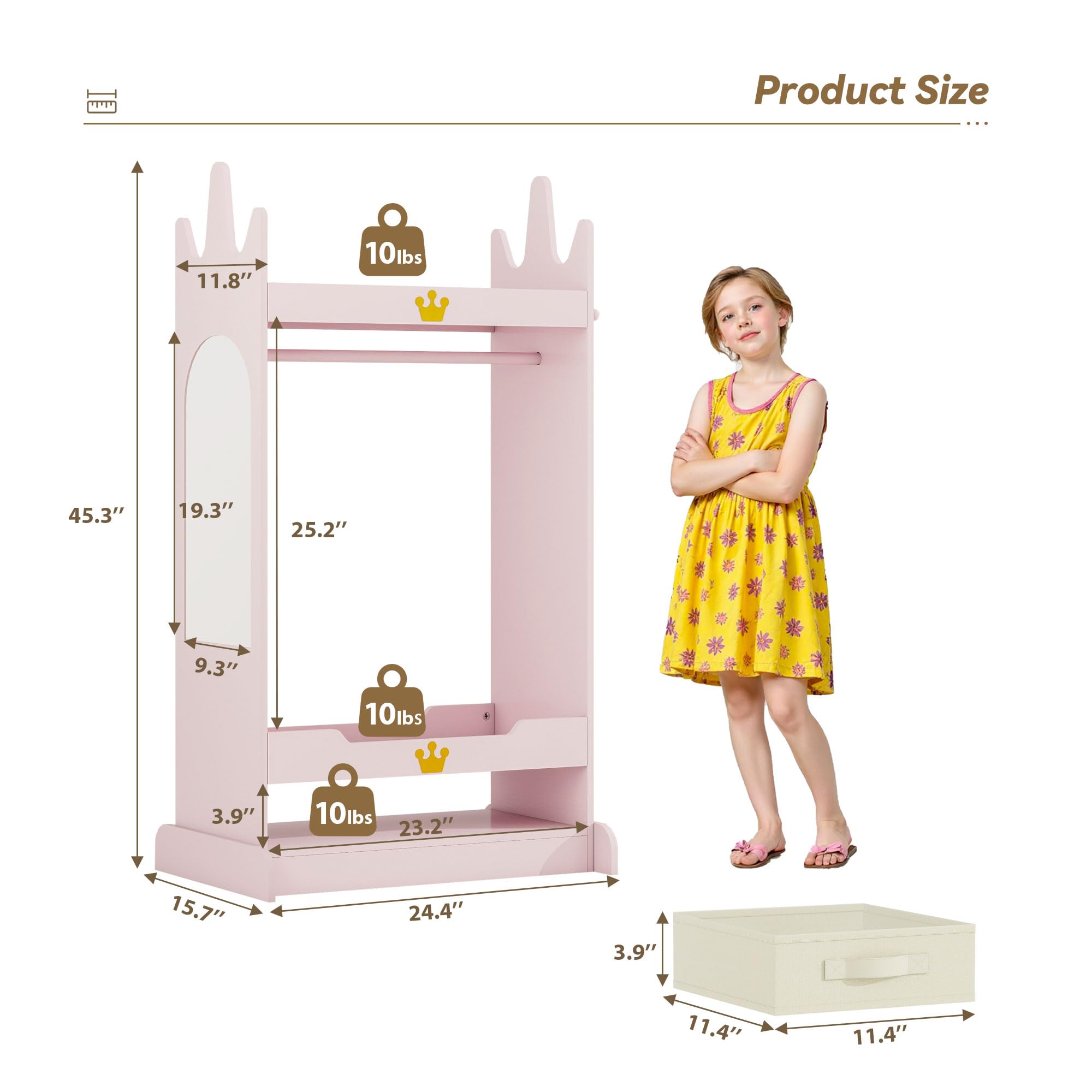 Kids Dress Up Storage with Mirror