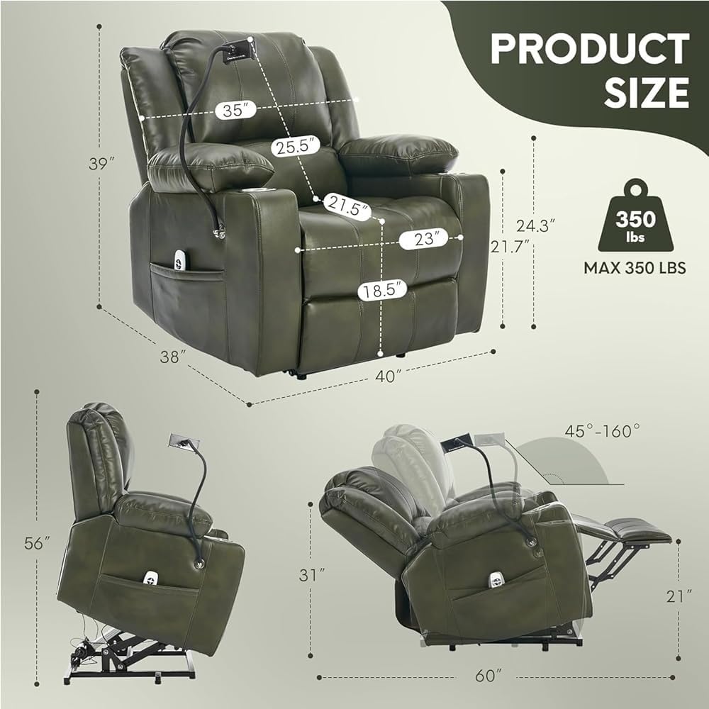 Leather Massage Lift Rocker Recliner