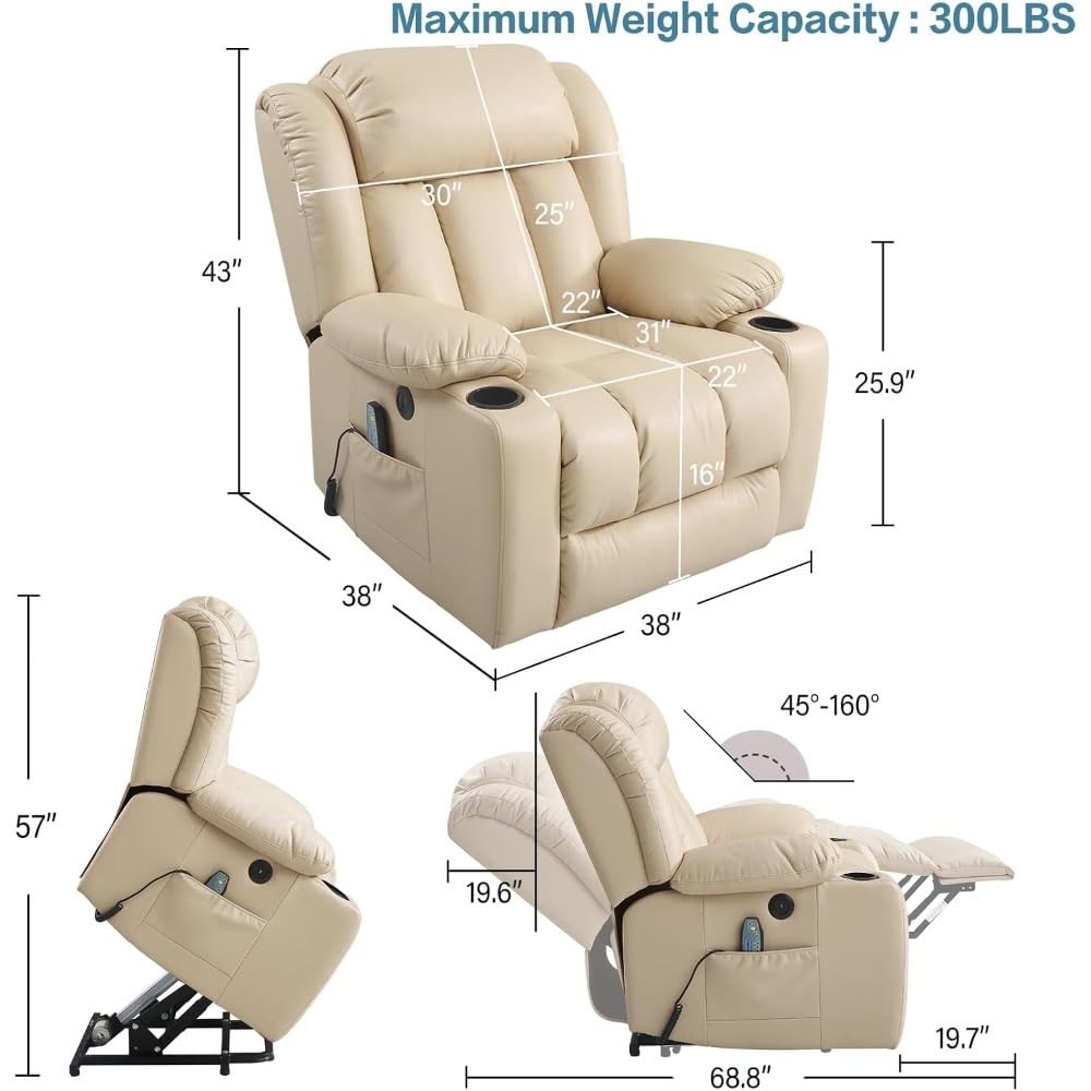 Power Lift Recliner Chair with Massage and Heat