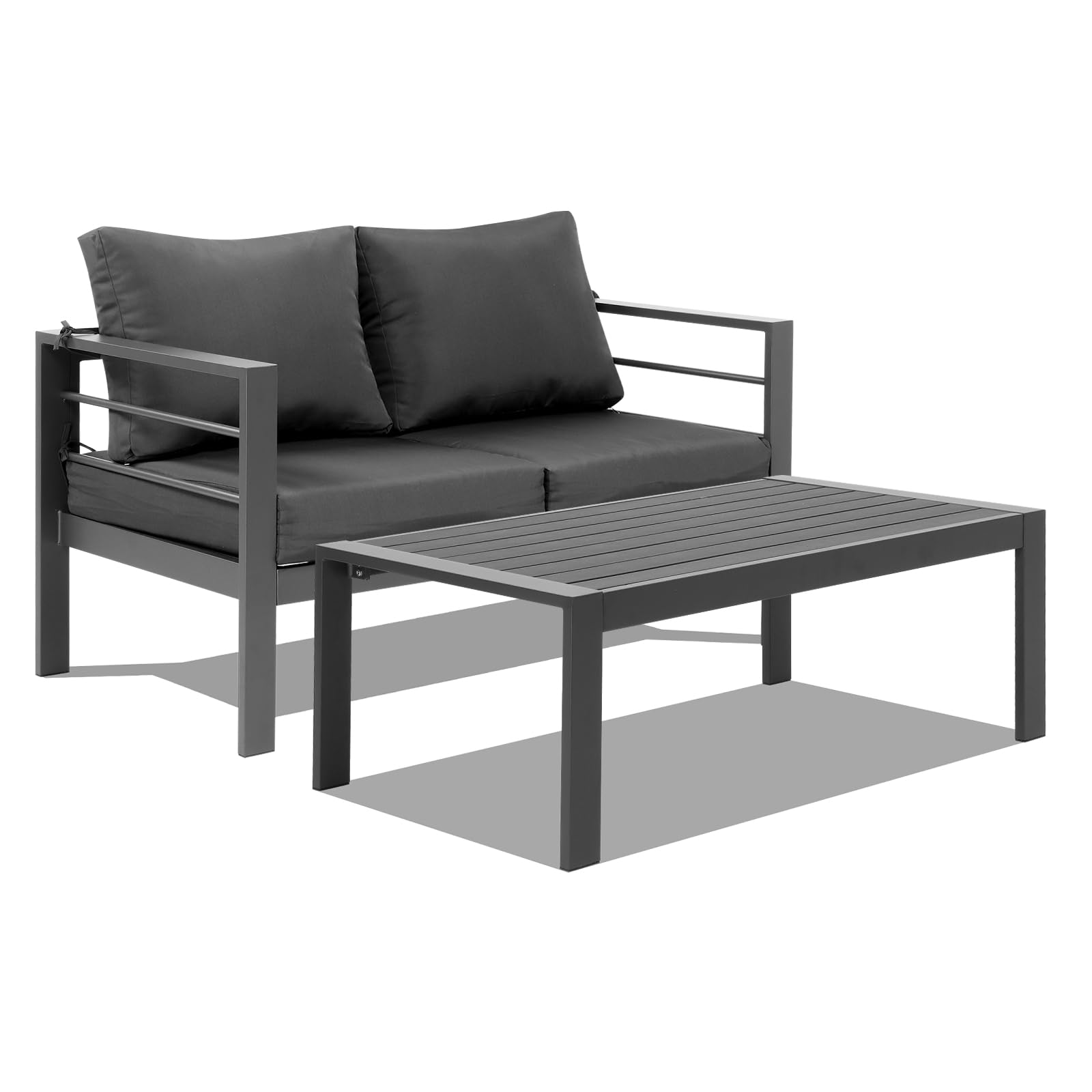 Aluminum Outdoor Loveseat with Coffee Table