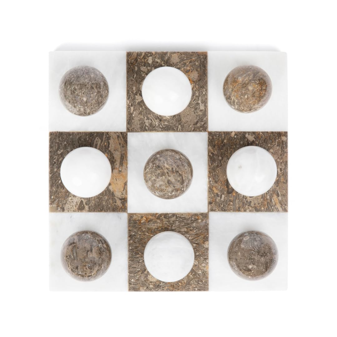 Round Marble Tic Tac Toe Game Set