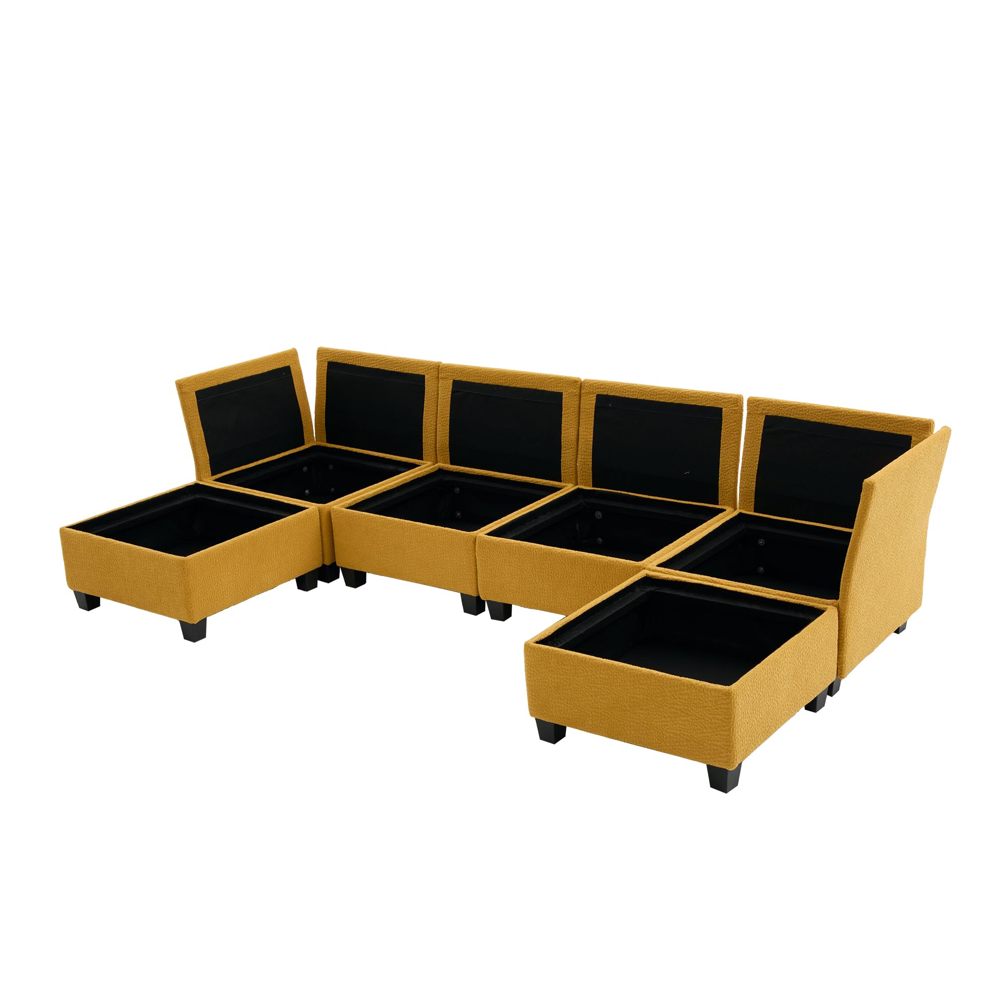 6-Seat U-Shaped Modular Sectional Sofa with Storage Ottoman