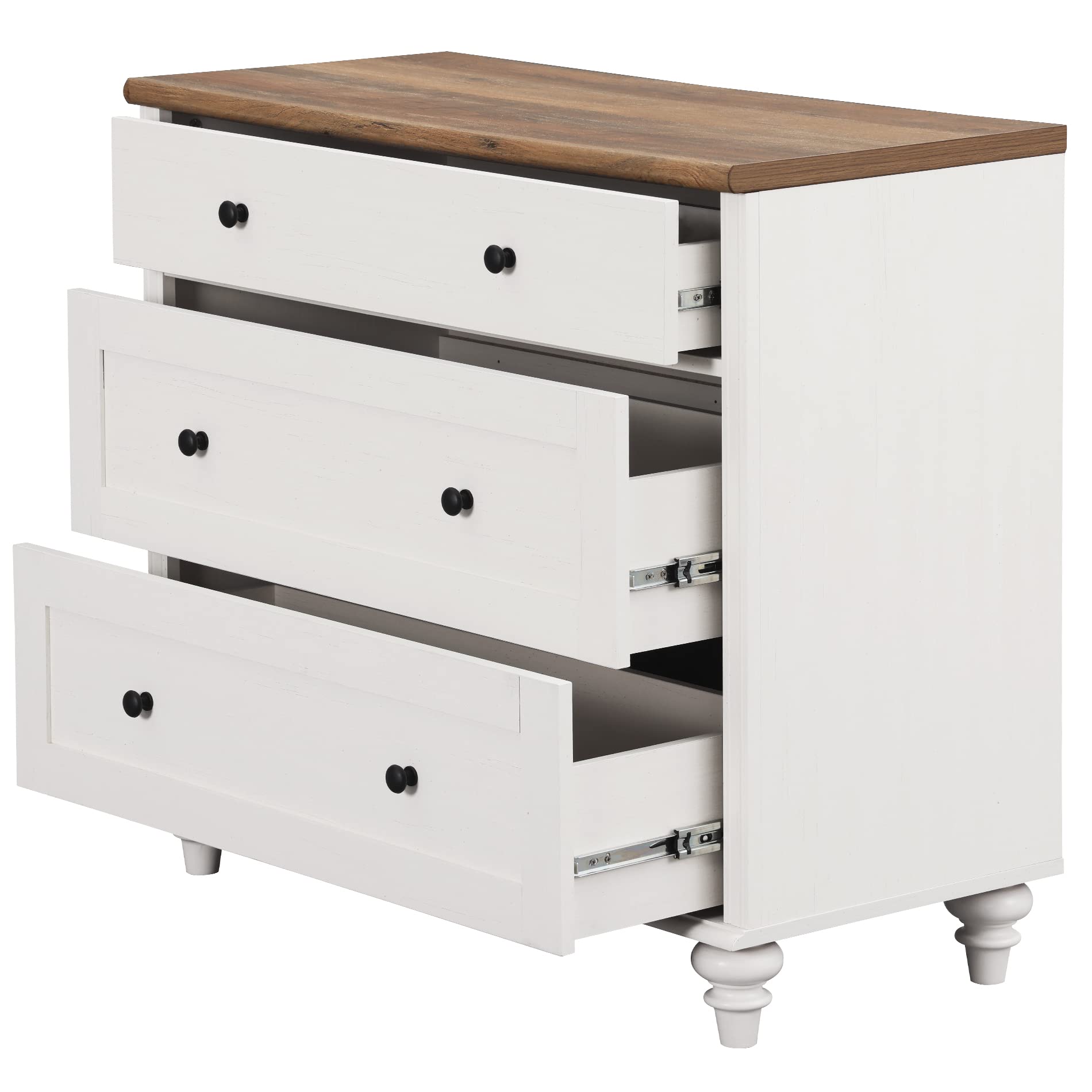 Dresser with 5 Drawers and 2 Storage Cabinets with Charging Station