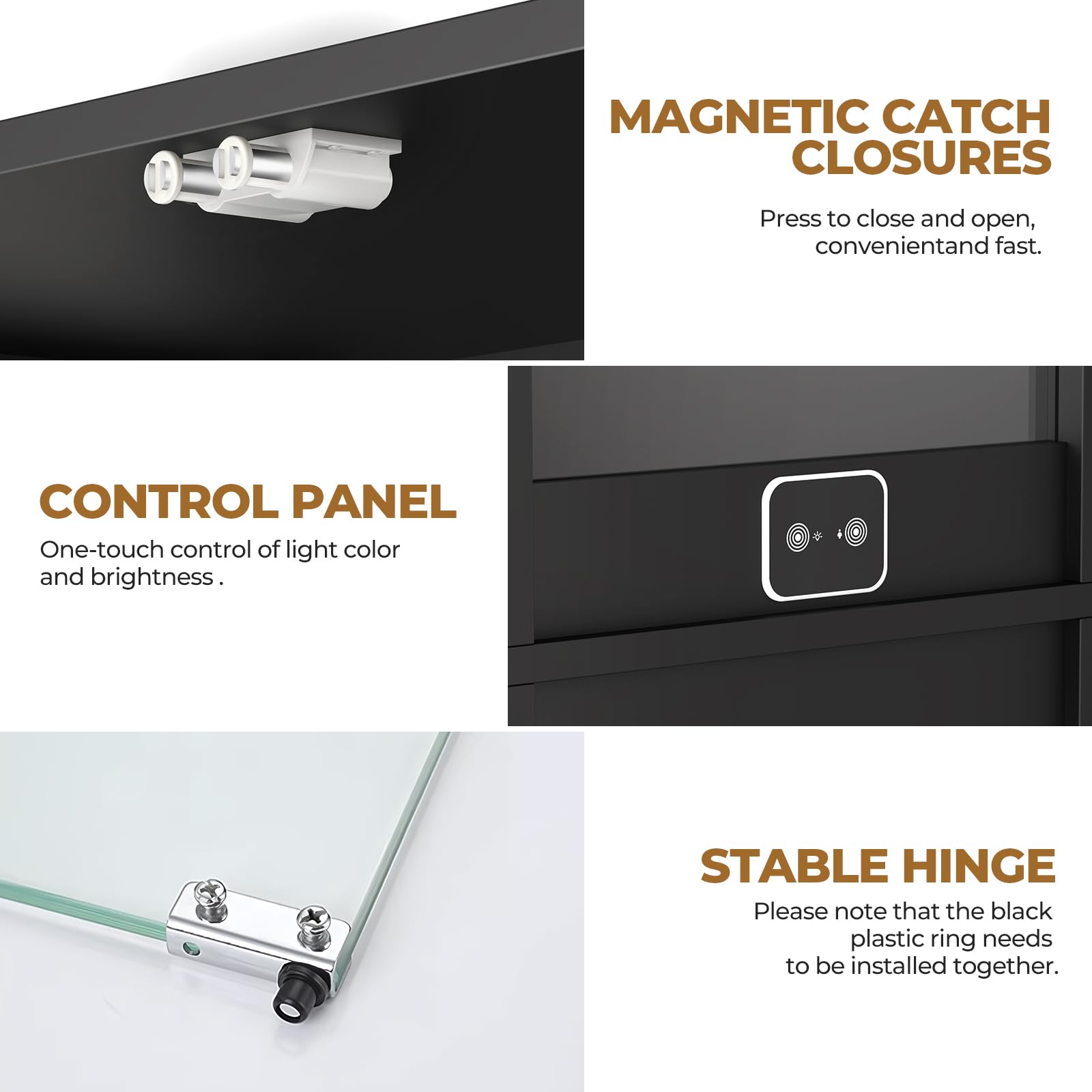 4-Tier Glass Display Cabinet with LED Lights