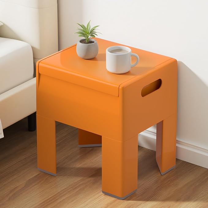 Modern Plastic Nightstand with Storage
