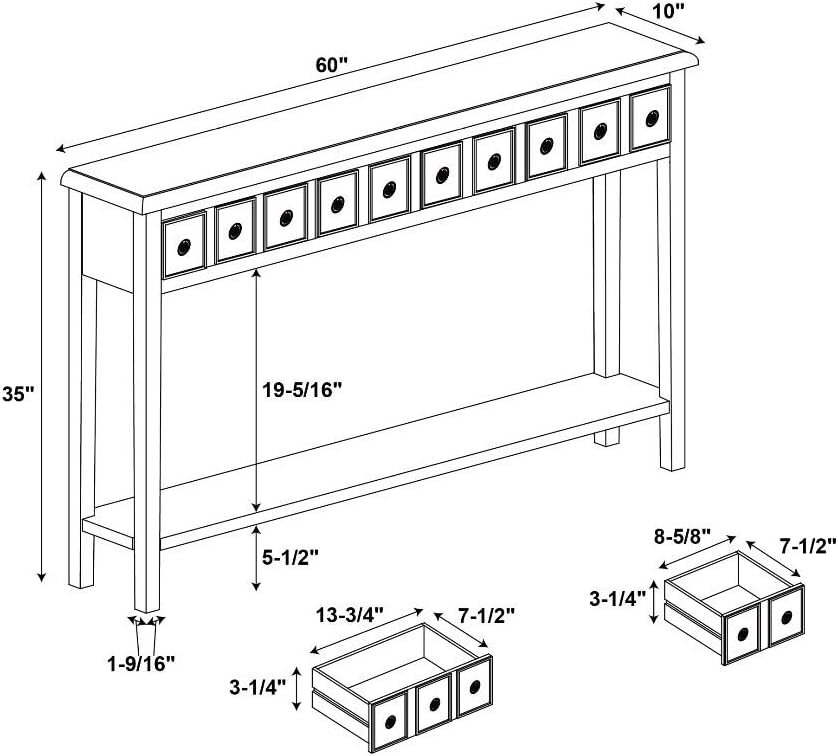 Sadie Long Console Table with 4 Drawers