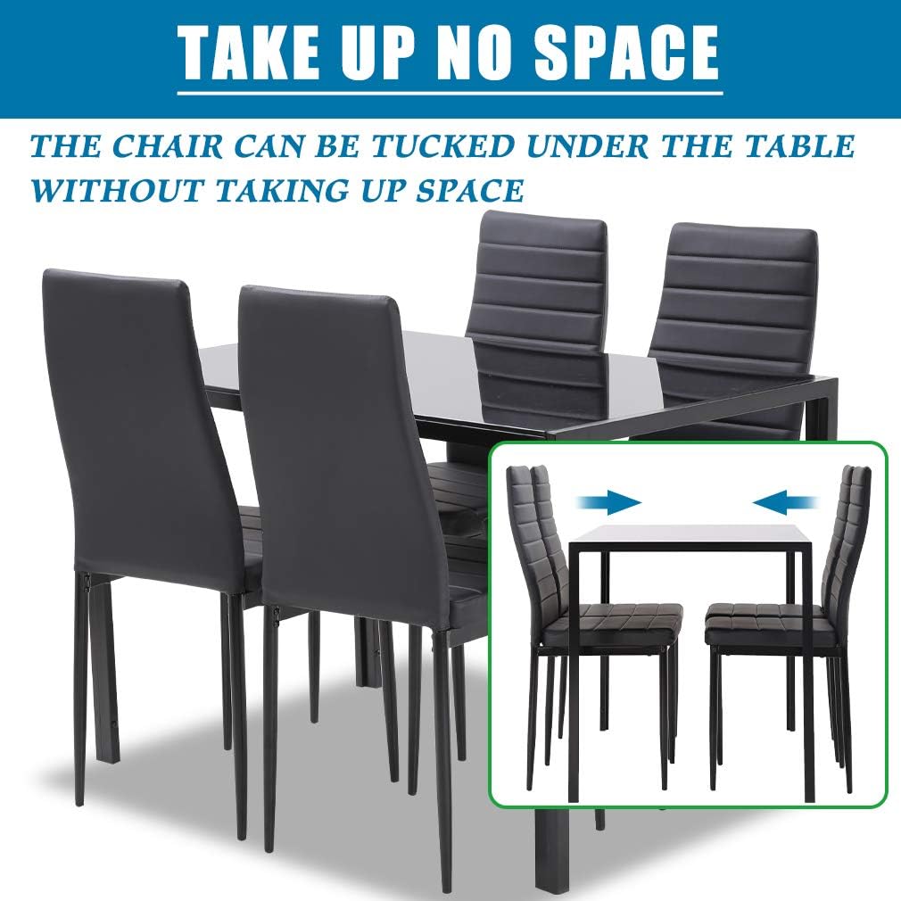 5-Piece Dining Table Set with Glass Top and Upholstered Chairs