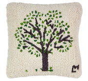 Tree of Life Summer Hand-Hooked Wool Throw Pillow 14x14