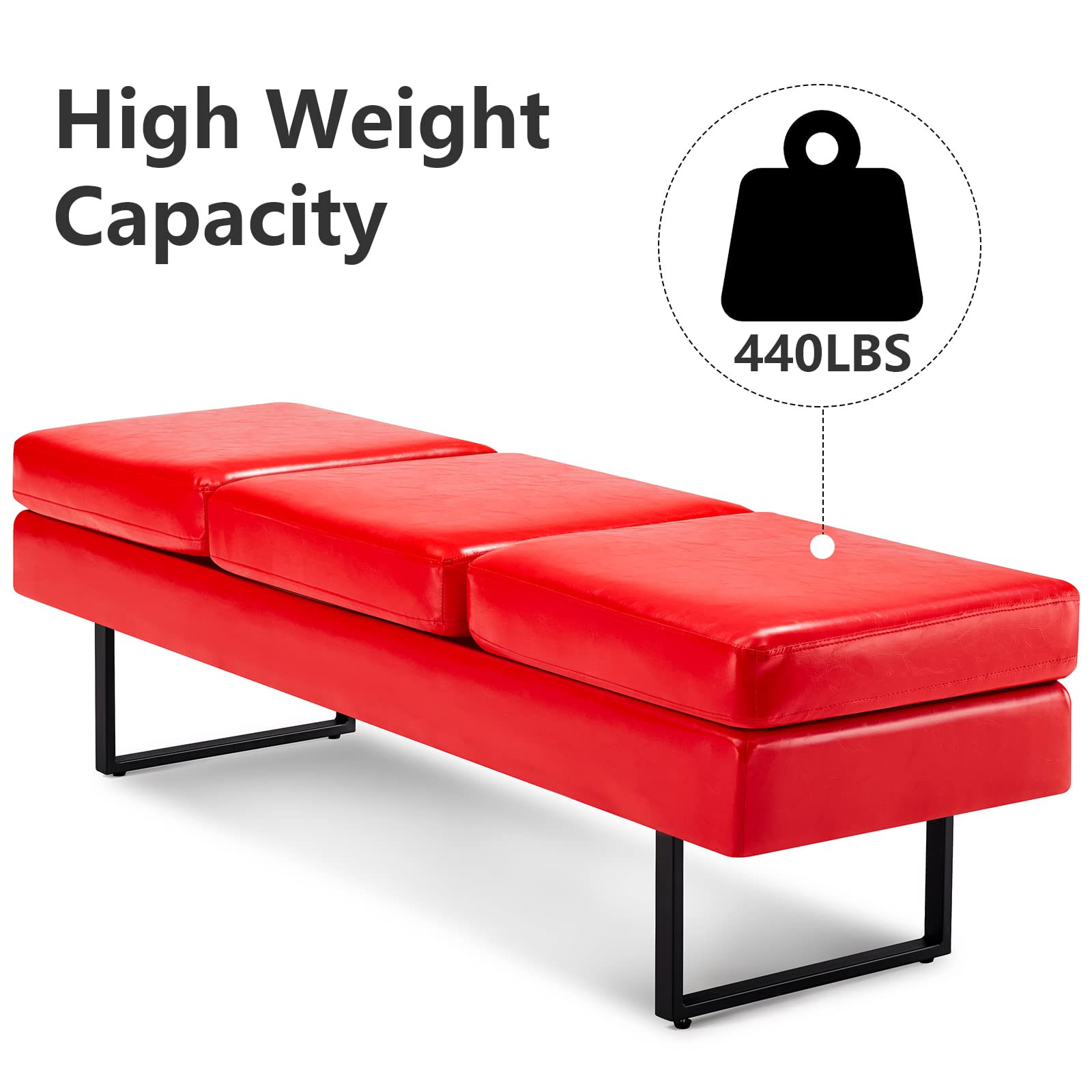 Waiting Room Bench 59.5 Inch Heavy Duty Reception Seating