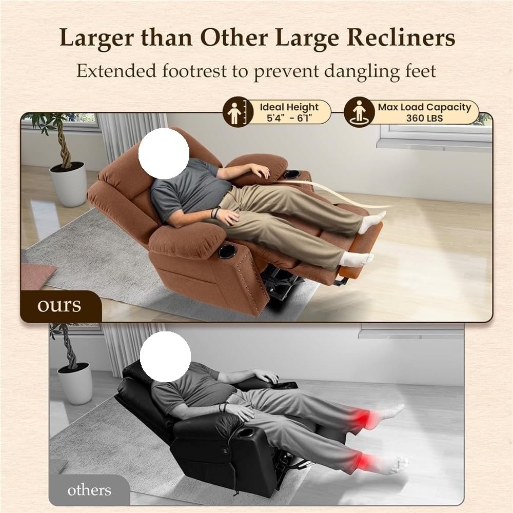 Modern Linen Power Lift Recliner Chair with Massage and Heat