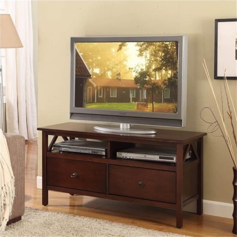 44-Inch Traditional Wood TV Stand with Drawers